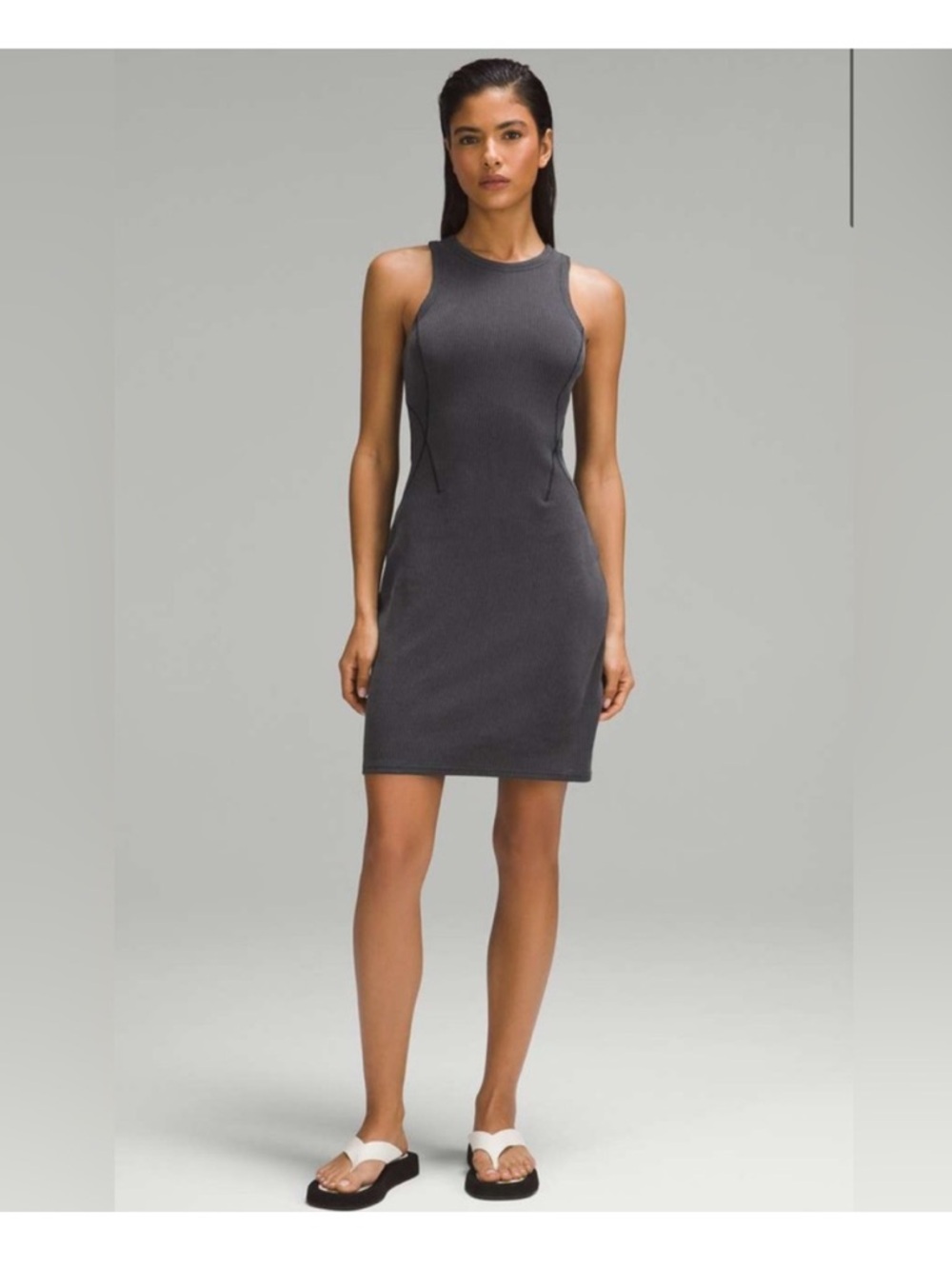 Lululemon Ribbed Softstreme Slim-Fit Tank Dress in Black Size 6